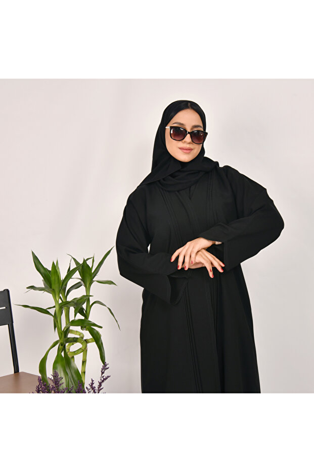 Abaya with soft pleats in the front - 1