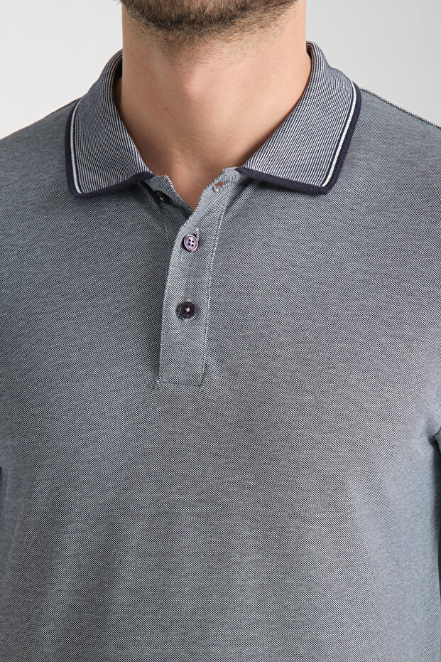 Men's Non-Shrinkable 100% Cotton Fabric Slim Fit Slim Fit Black-And-White Non-Curling Polo Neck T-Shirt
