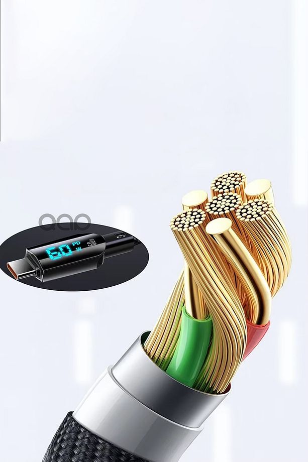 60 Watt Type-c To Type-c Dijital Ekran Sarj Kablosu 60W Şarj Kablosu 1.2m - 7