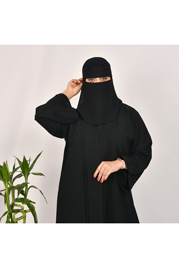 Abaya with soft pleats in the front - 3