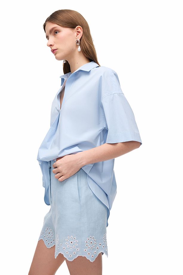 Bebe Mavisi Holas Regular Fit Yüksek Bel Kısa Boy Şort - 4