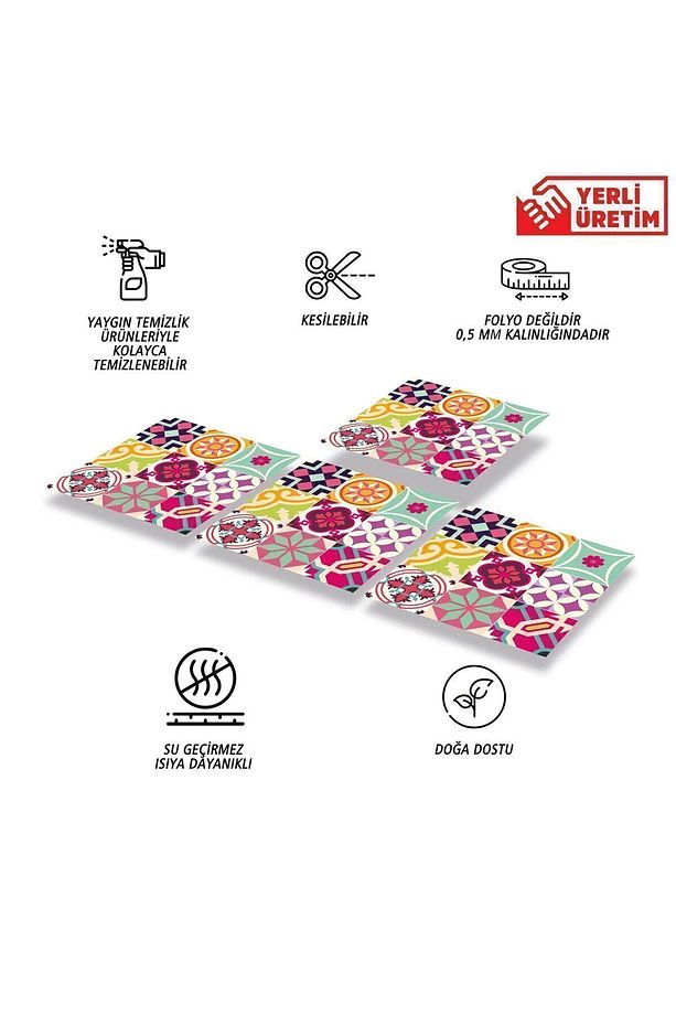 Kendinden Yapışkanlı Colorful Desenli Pvc Karo 30x30 Cm (33 Adet) 3m2 - 2