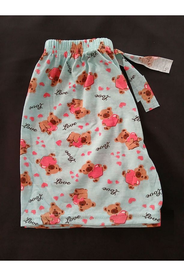 Tatlı Ayıcık Desenli Mavi Pijama Altı Şort - Bukadinca - 3