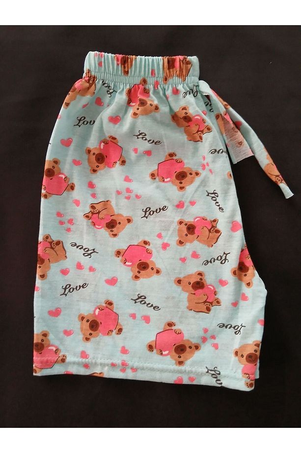 Tatlı Ayıcık Desenli Mavi Pijama Altı Şort - Bukadinca - 5
