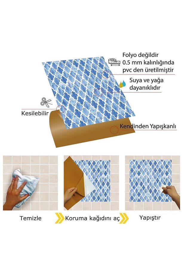 Kendinden Yapışkanlı Pop Serenity Desenli Pvc Karo 30x30 Cm (33 Adet) 3m2 - 3