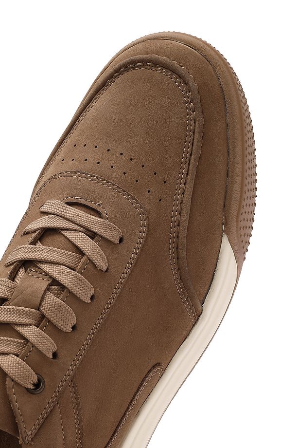 Erkek Bej Bağcıklı Kalın Tabanlı Nubuk Deri Sneaker 25SFD6110V3 - 8