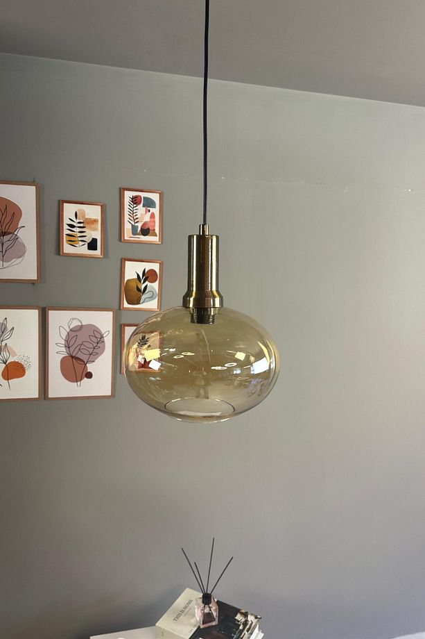 Solvia Cam Bal Rengi Tekli Avize Eskitme Fener Başlık Retro Sarkıt Lamba Salon Aydınlatma - 3