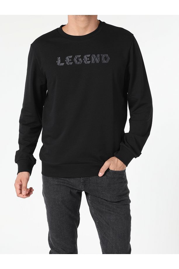 Regular Fit Erkek Siyah Sweatshirt - 3