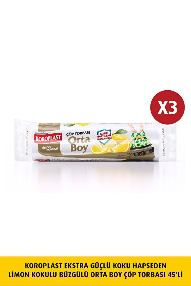 G Odor-Trapping Lemon, Drawstring. Medium Garbage Bag 15 lbs (3 pieces)