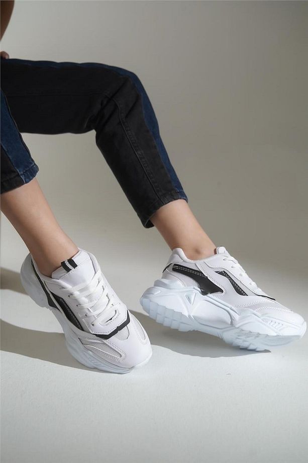 Yüksek Tabanlı Bağcıklı Spor Ayakkabı Kadın Sneaker - 2