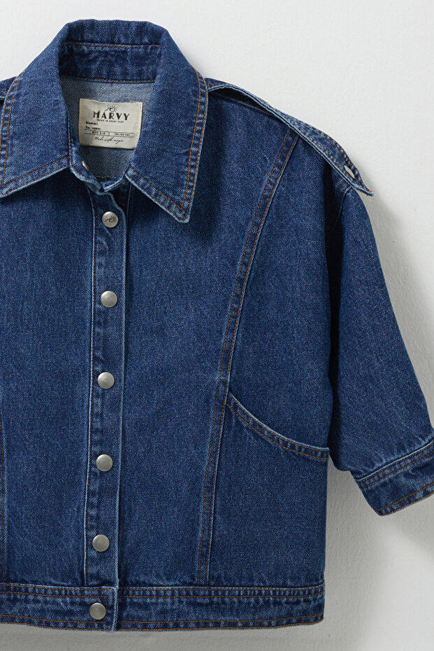 Nova İndigo Denim Ceket - 5