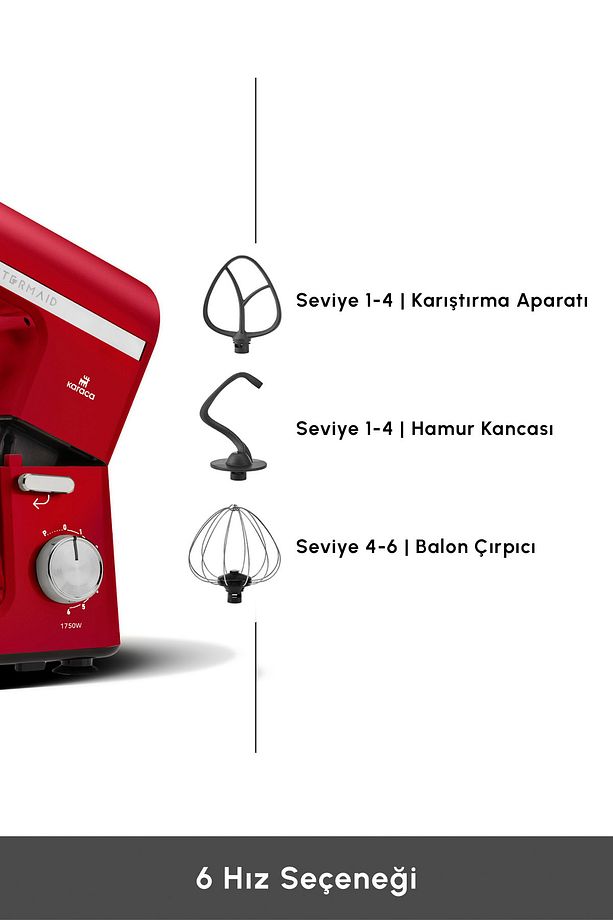 Mastermaid Chef Pro Çift Kollu Stand Mikser Imperial Red 1750 W - 7