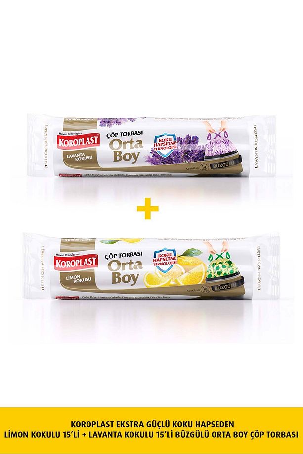 Koku Hapseden Limon Büzg. Orta Çöp Poşeti 15li X1 Adet Lavanta Orta Çöp Poşeti - 1