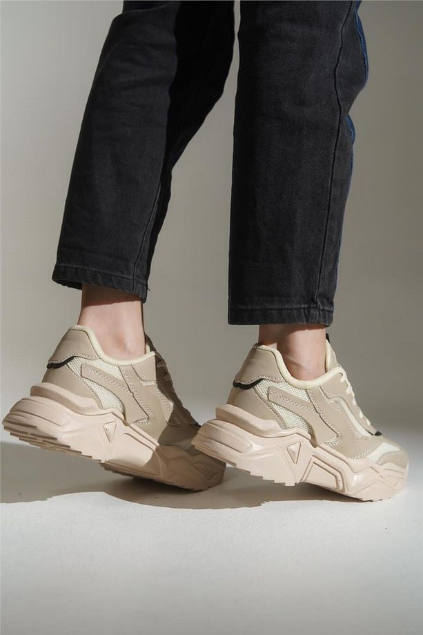 Yüksek Tabanlı Bağcıklı Kadın Spor Ayakkabı Sneaker - 4
