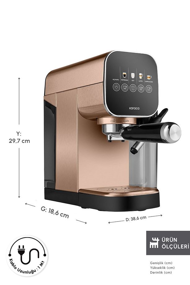 Mycaffee Barista S20 Entegre Süt Hazneli Otomatik Espresso ve Latte Makinesi Amber - 3