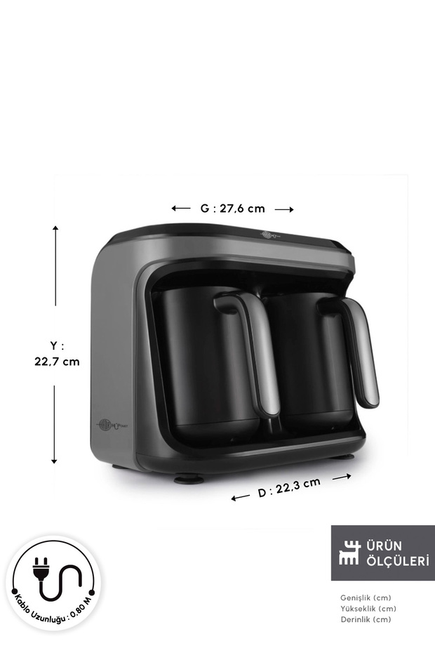 Hatır Hüp Düet İkili Aroma Türk Kahve Makinesi 10 Fincan Kapasiteli Space Gray - 2