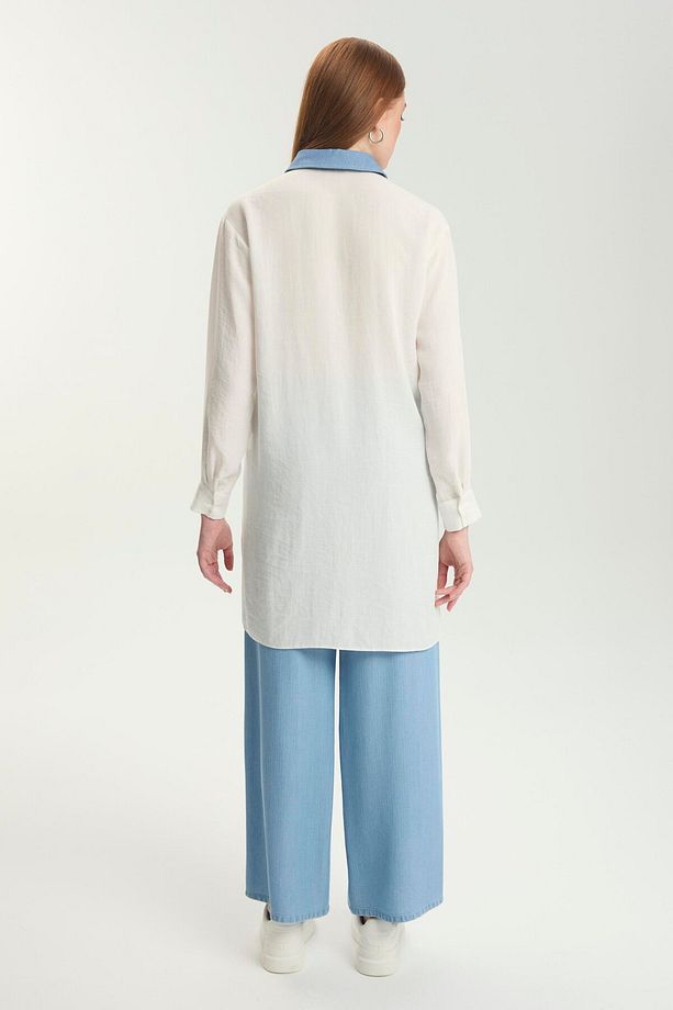 Çiçek Işlemeli Ekru Tunik T-1559 - 5