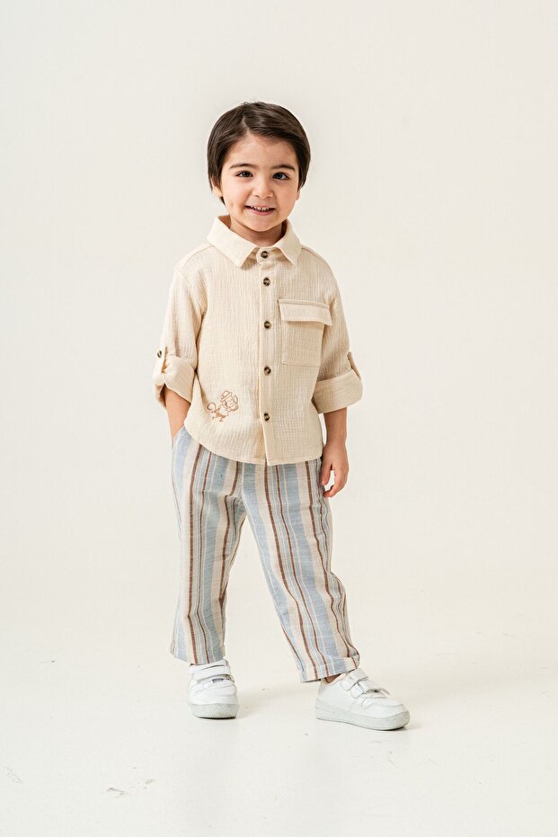 Boys' Linen Shirt Muslin Trousers Set 2-5 Years