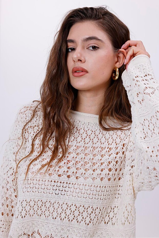 Ajurlu Triko Kadın Bluz - 5