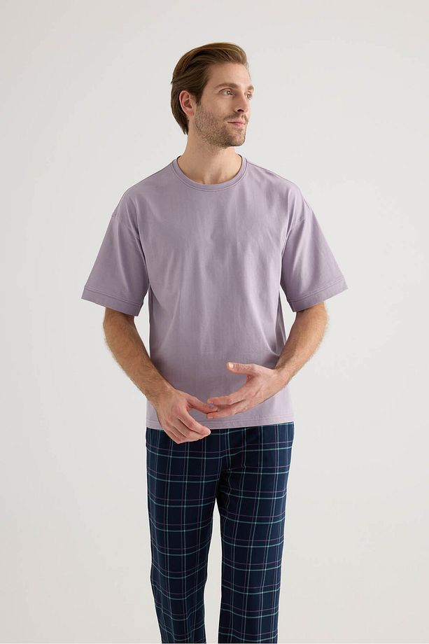 Erkek Pamuklu Kısa Kollu Pijama Üstü - 1
