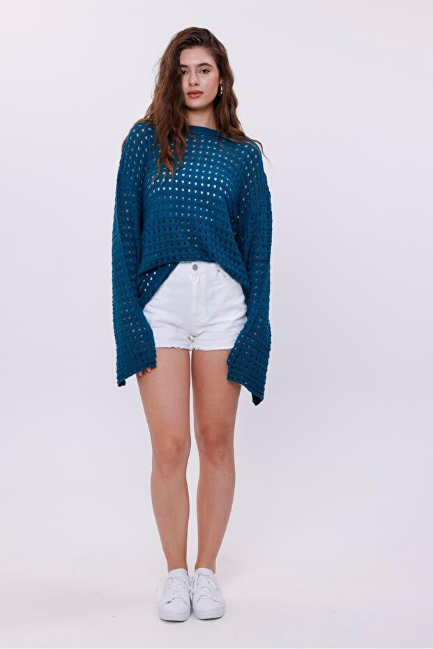 Ajurlu Triko Kadın Bluz - 1