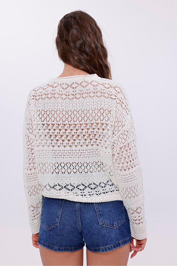 Ajurlu Triko Kadın Bluz - 3