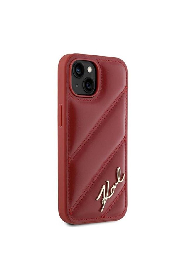 IPhone 15 Case, Diagonal Quilted Script, - Red - 6