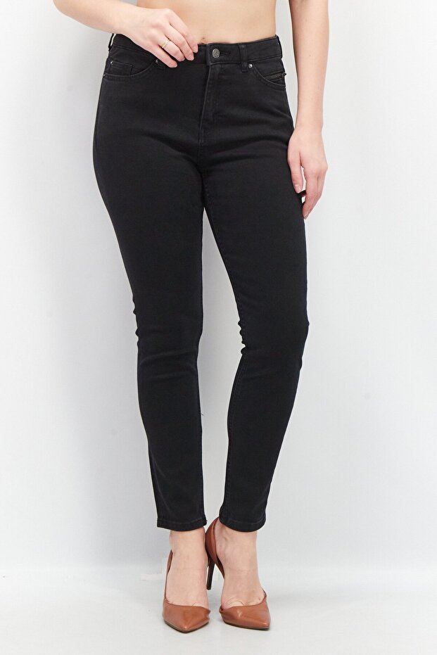 Women Skinny Fit Solid Stretchable Denim, Black