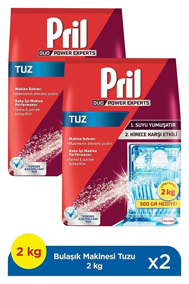 Pril Bulaşık Makinesi Tuzu 2x2000g - Kireç Önleyici Destek