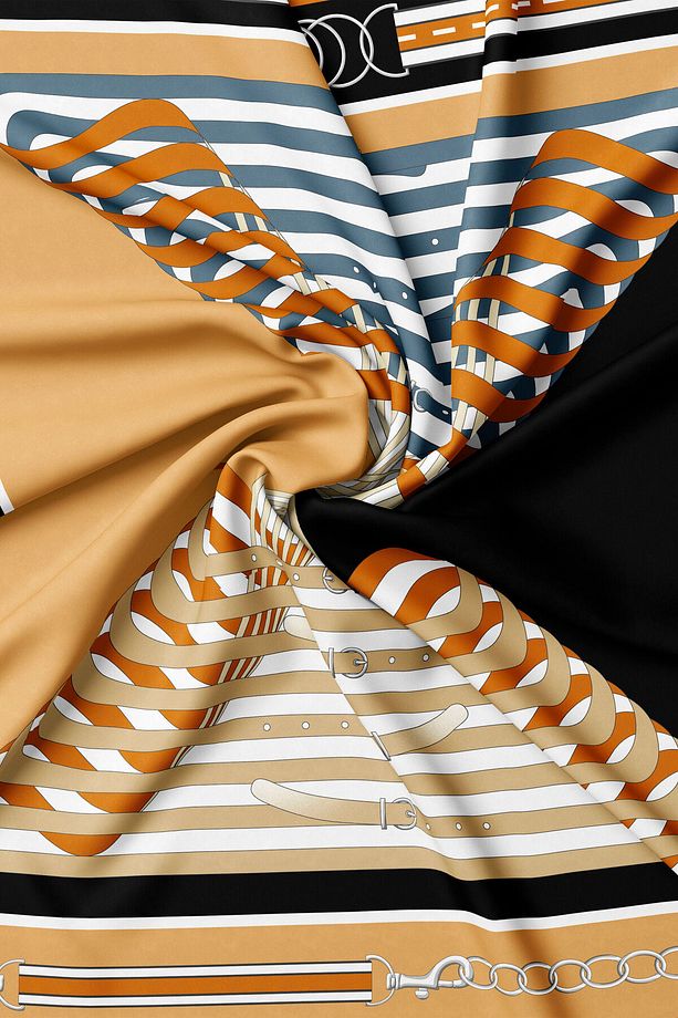 CAMEL OBJE DESENLİ TWILL EŞARP - 2