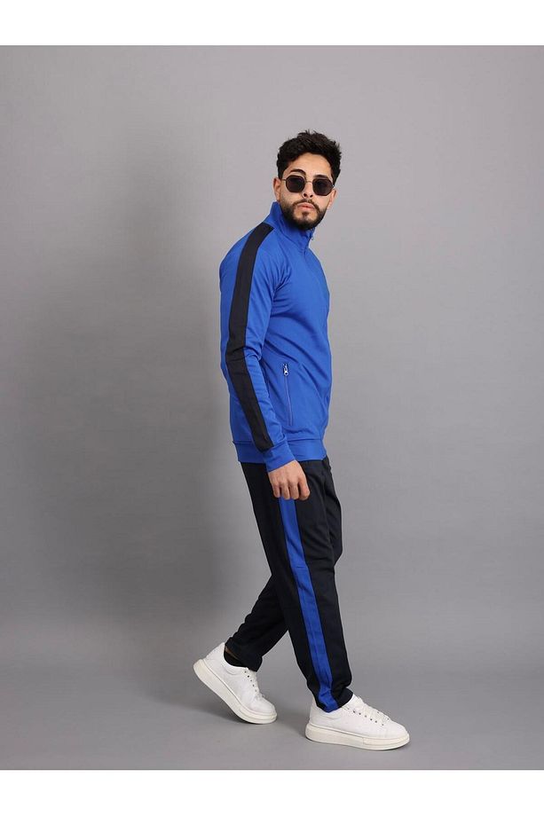 dalgıç kumaş polyester kol şeritli erkek eşofman takım - 3