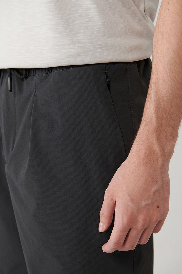 Erkek Antrasit Beli Lastikli Bağcıklı Su Itici Bi Stretch Şort A41y3635 - 6