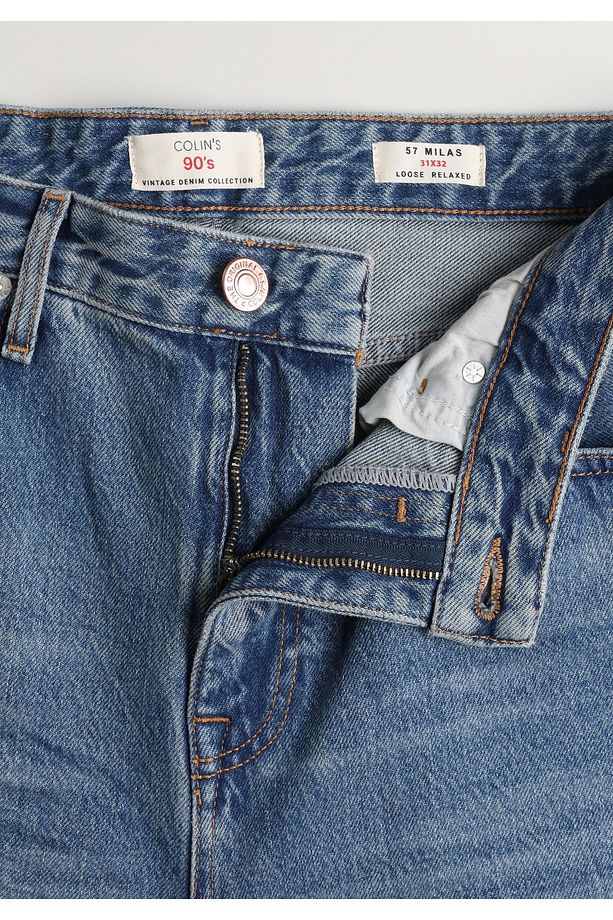 Loose Relaxed Fit Drop Crotch Kısa Paça Erkek Indigo Jean Pantolon - 9