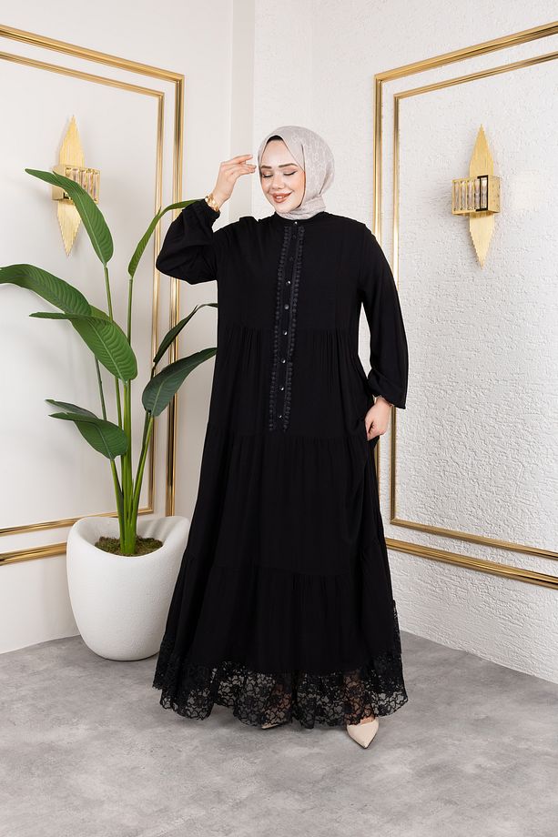 GÜPÜRLÜ DANTELLİ ELBİSE - 6
