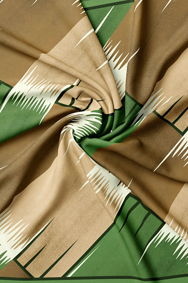 وشاح من نسيج التويل بنمط هندسي أخضر - 2