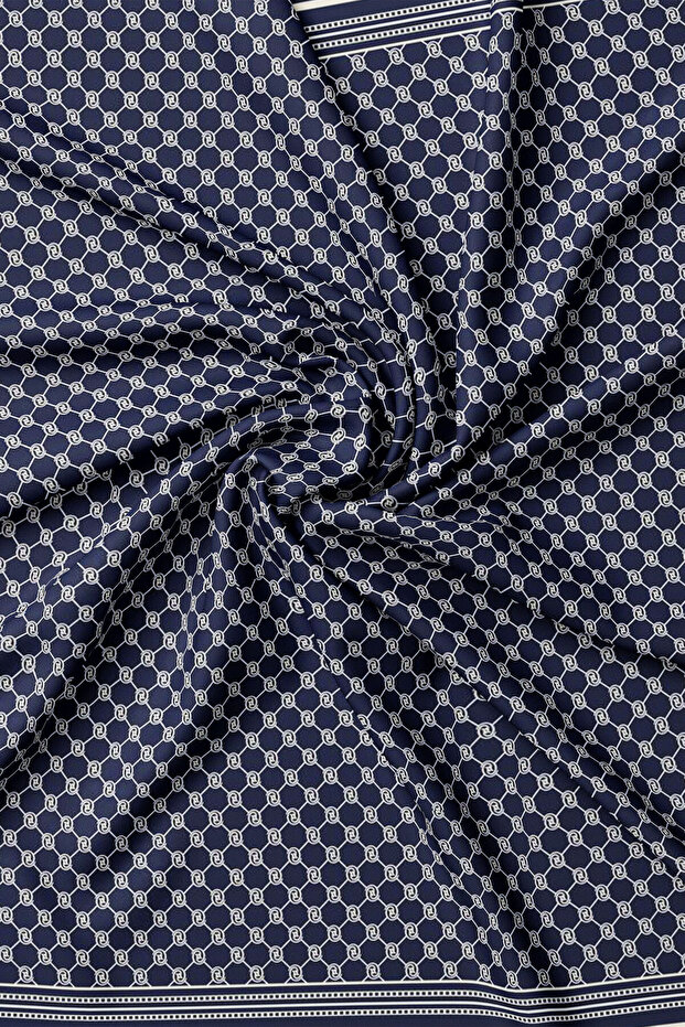 LACİVERT MONOGRAM TWILL EŞARP - 2