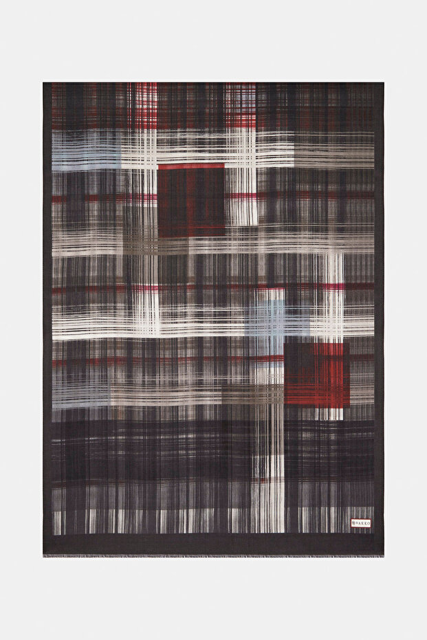 Geometric Patterned Cotton Silk Shawl - 1