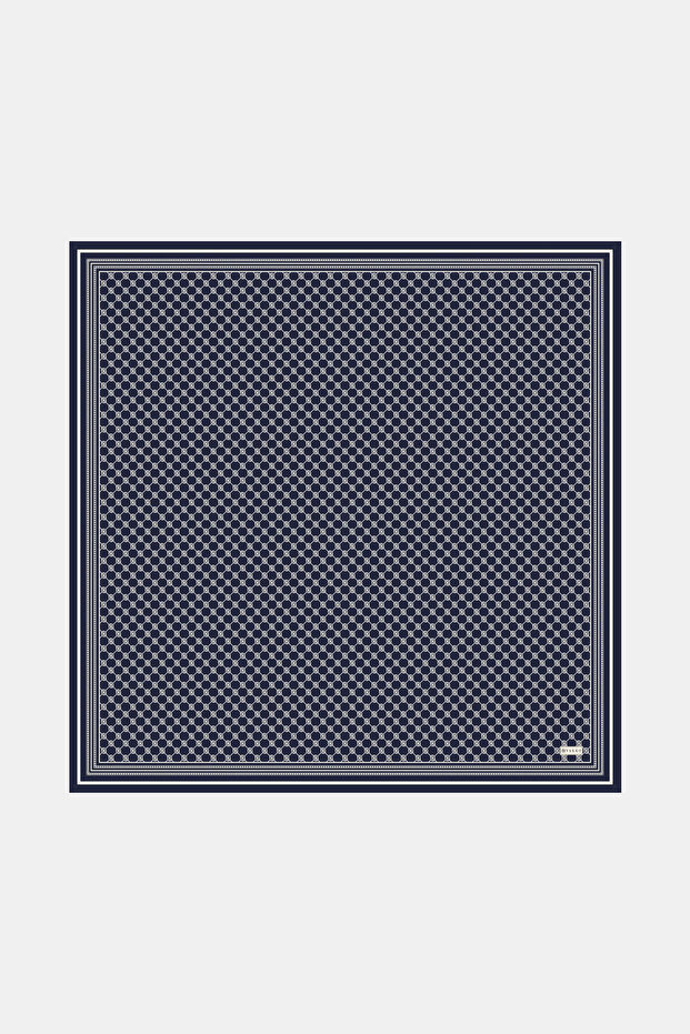 LACİVERT MONOGRAM TWILL EŞARP - 1