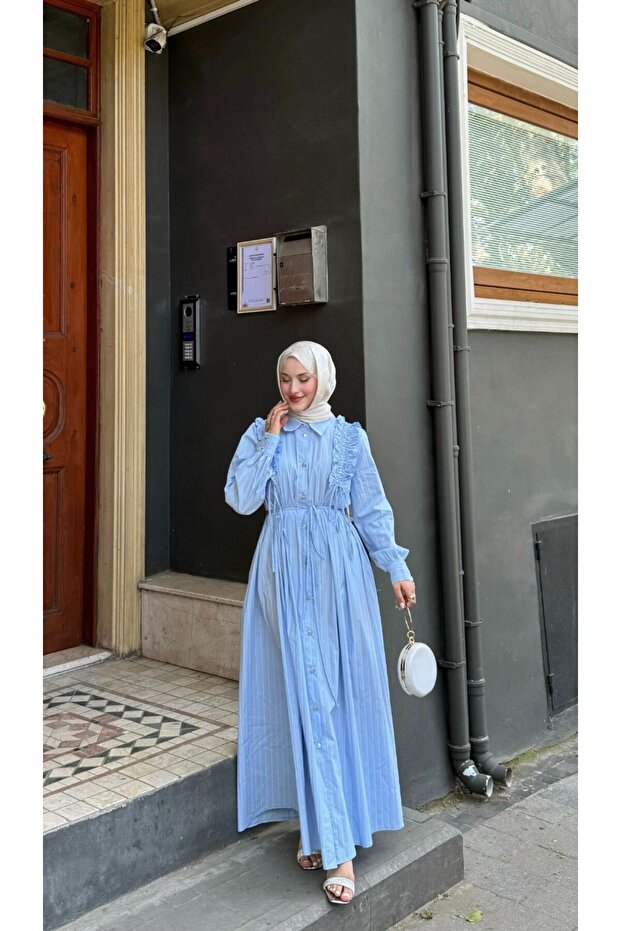 Boydan Düğmeli Elbise - 3