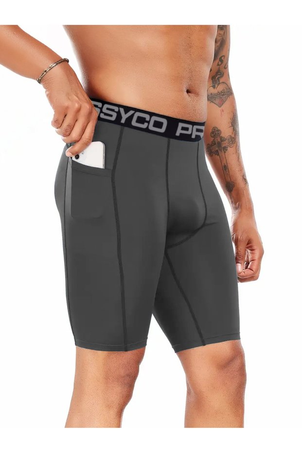 Ghassy Co. Men's Basketball Cycling Fitness Running Ultra Stretchy Knee Sports Leggings with Pockets
