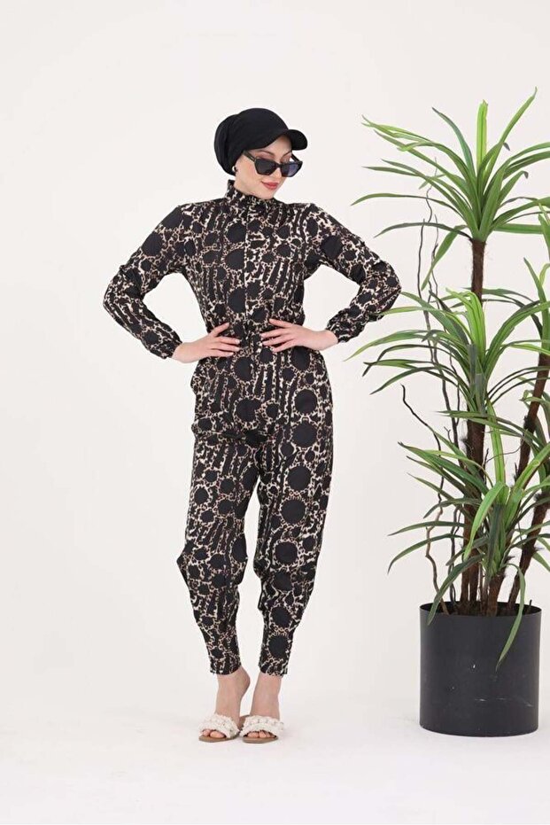 Dubai Pattern Design Hijab Parachute Fabric Jumpsuit Swimsuit