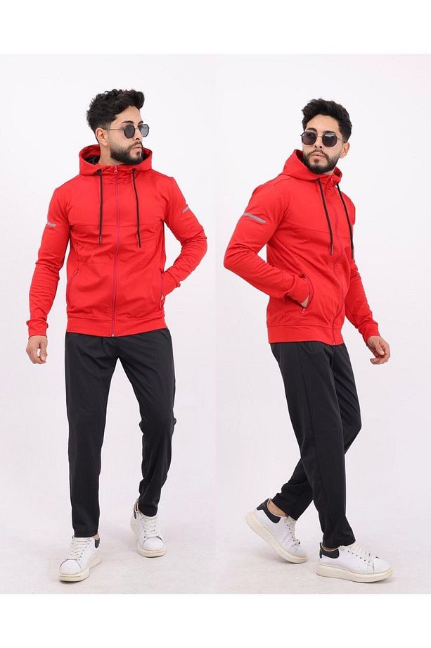 dalgıç kumaş polyester kol baskılı erkek eşofman takım - 1