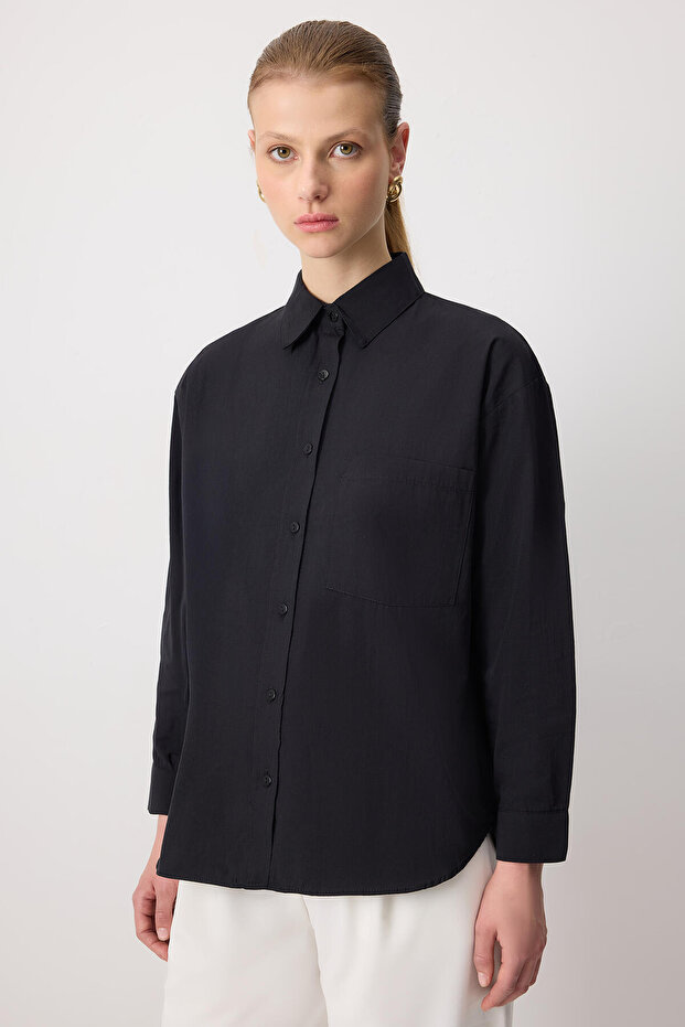 TEK CEPLİ OVERSIZE GÖMLEK - 2