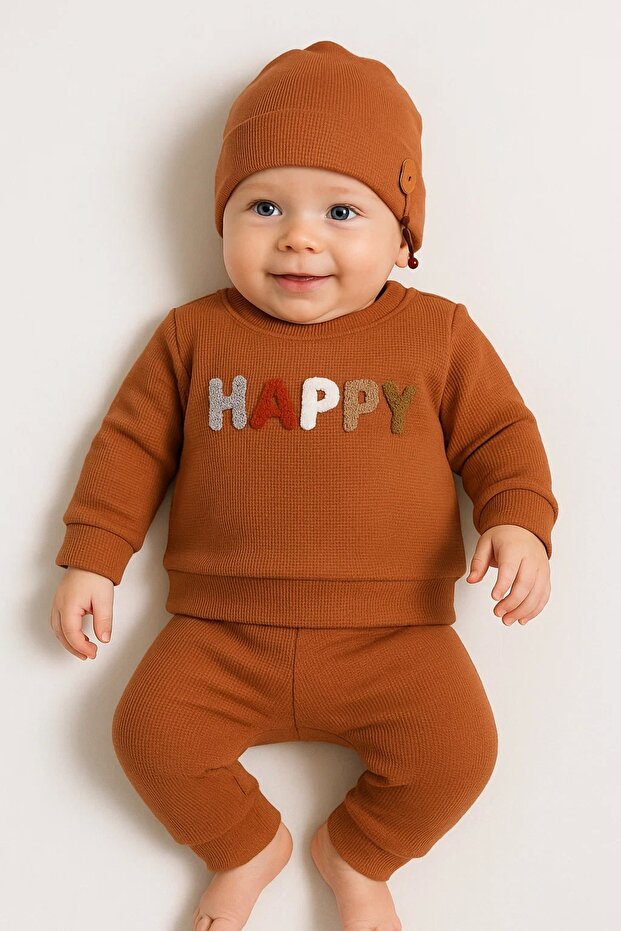 Happy Embroidered 2-Piece Cotton Baby Boy Set