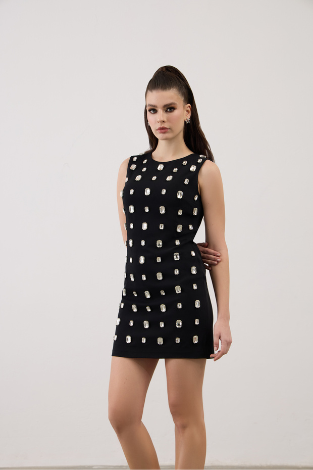 Taşlı Diva Mini Elbise - 1