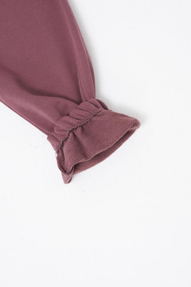 Erkek Beli Ve Paçası Lastikli Relaxed Mürdüm Eşofman Altı - 8