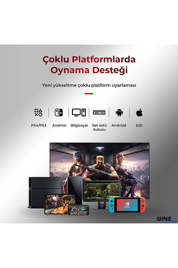 Winex BSP-Y01 Joystick N-Switch/Ps3/Ps4/Pc/Android/İos/TV Retro Oyun Konsolu Joystick Beyaz - 2
