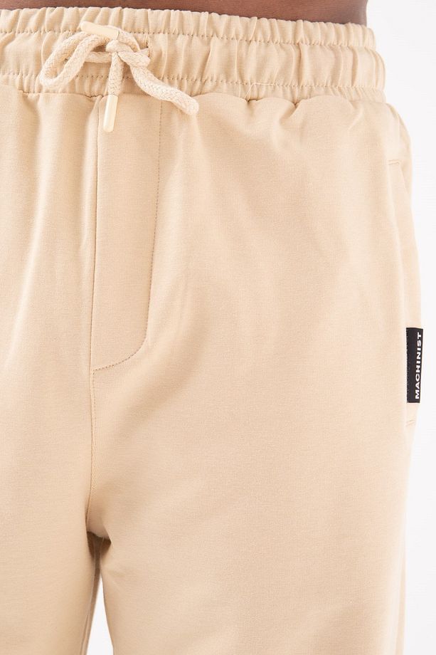 Basic Regular Bel Paça Lastikli 3 Cepli Jogger Eşofman Altı Bej - 4