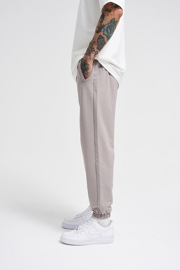 Basic Regular Bel Paça Lastikli 3 Cepli Jogger Eşofman Altı Ice Gri - 4