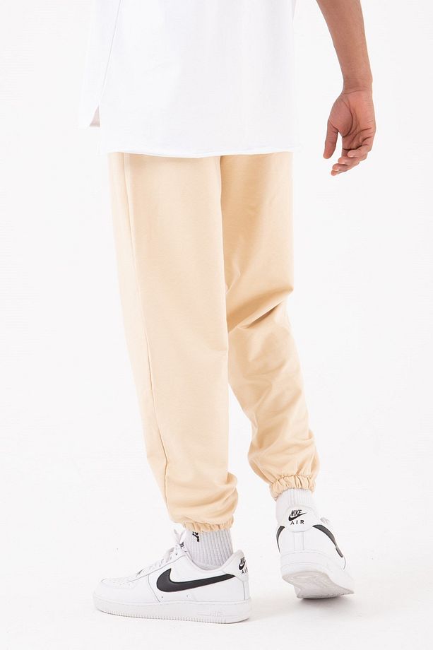 Basic Regular Bel Paça Lastikli 3 Cepli Jogger Eşofman Altı Bej - 3